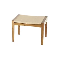 22" Brown Traditional Living Room Stool with Rope Wrapped Seat