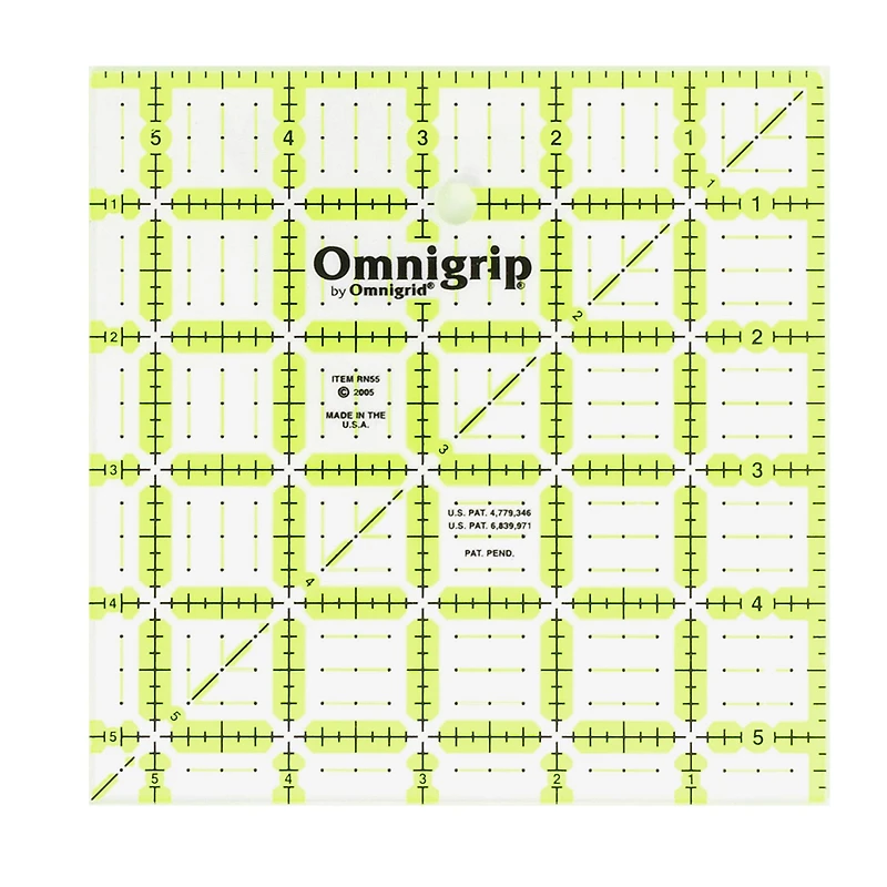 Omnigrip® by Omnigrid® 5.5" x 5.5" Non-Slip Square Quilting Ruler