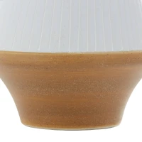 Tan Ceramic Coastal Style Vase, 10" x 7" x 7"
