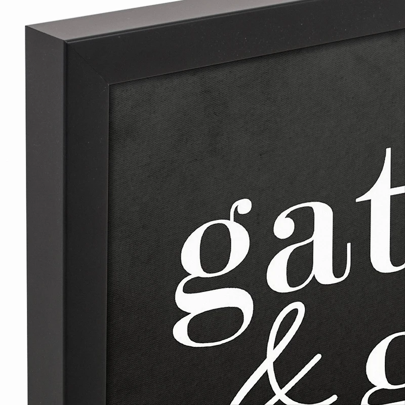 Gather and Give Thanks 12" x 12" Black Framed Canvas