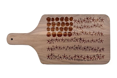 17" Starfish Flag Walnut Paddle Cutting Board