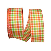 JAM Paper 2.5" x 50yd. Everyday Plaid Comb. 1 Value Wired Ribbon