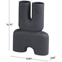 The Novogratz 15" Black Ceramic U-Shaped Abstract Vase