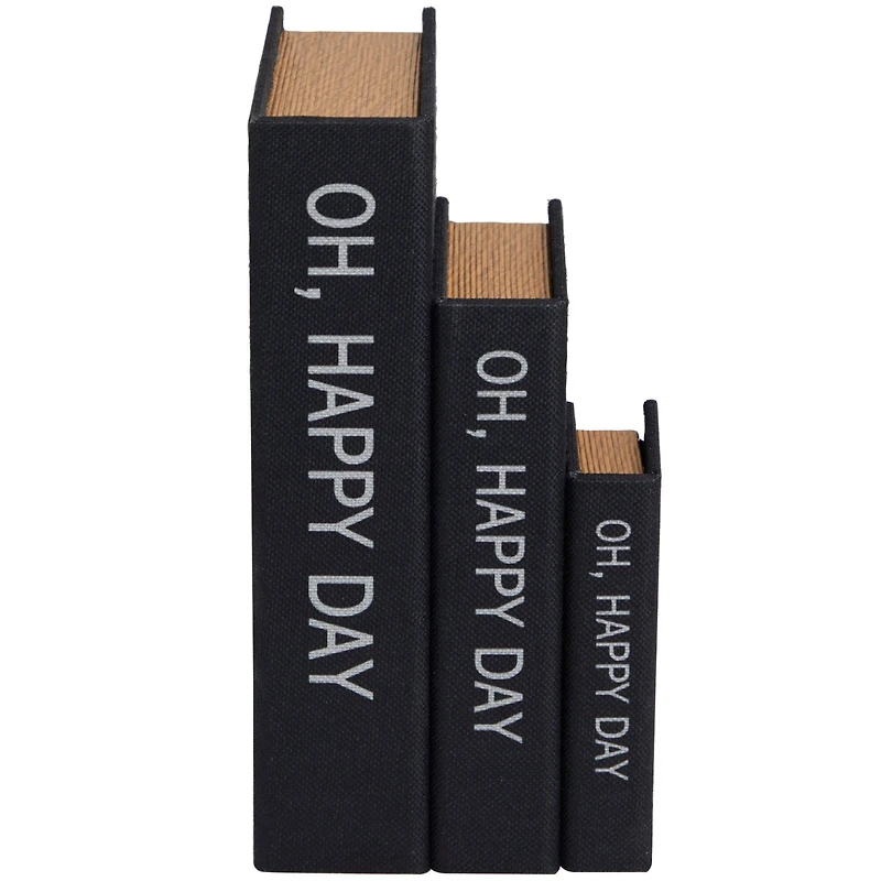 Black Oh, Happy Day Linen Storage Book Box Set