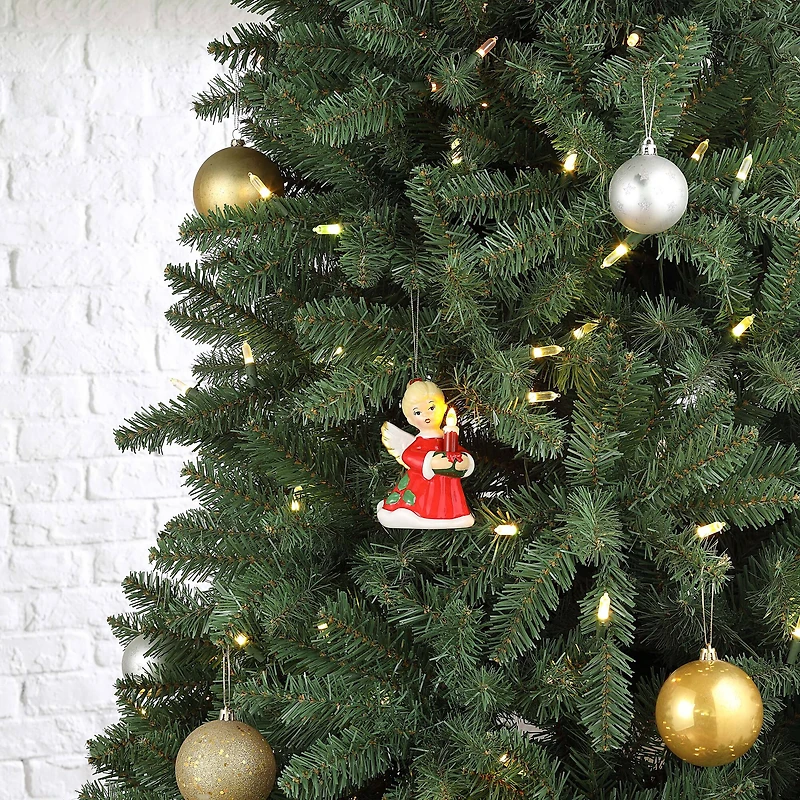 Mr. Christmas Nostalgic Ceramic Angel with Candle Ornament