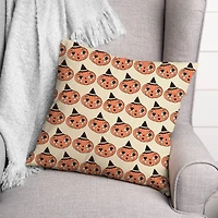 Retro Pumpkin Pattern Spun Poly Throw Pillow