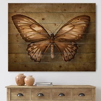Designart - Vintage Butterfly In Earth Tones