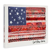 Stupell Industries God Bless America Phrase Macrame Pattern Flag Canvas Wall Art