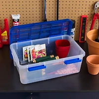 IRIS® WeatherPro™ 16qt. Clear Heavy Duty Plastic Storage Bin with Blue Lid