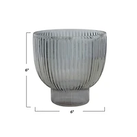 Hello Honey® 6" Gray Modern Pleated Glass Footed Candle Holder Or Vase