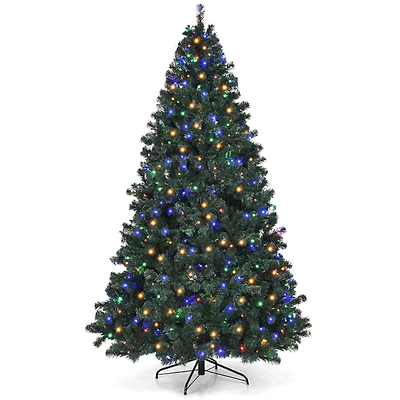 Costway 7.5ft. Pre-Lit Artificial Christmas Tree, Multicolor LED Lights