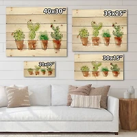 Designart - Cacti In Ceramic Pots In Gentle Tones I