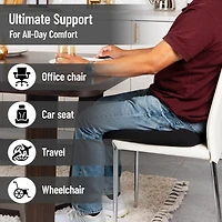 Mind Reader Air-Cloud Booster Seat Cushion for Office, Car, Wheelchair, Support Pillow with Carry Handle, Black