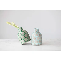 Hello Honey® 9'' Green Terra Cotta Vase with Wax Relief Dots