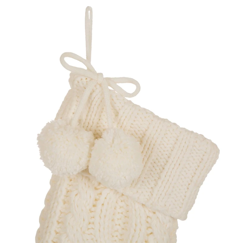 Glitzhome® 24" White Knited Christmas Stocking