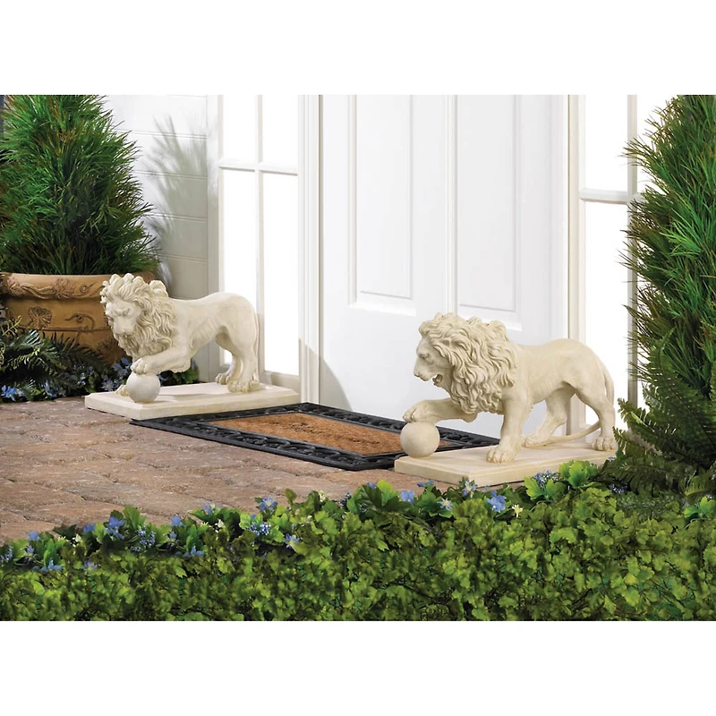 16" Regal Lion Statue Set