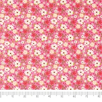 SINGER White & Pink Flowers Cotton Fabric