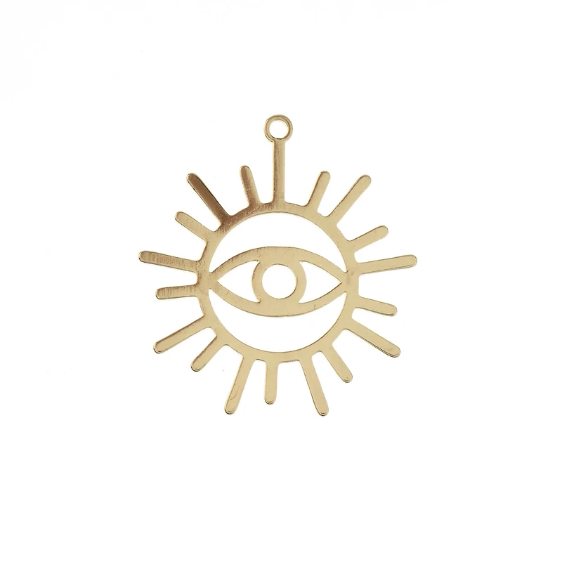 John Bead Beadwork Findings Gold Eye in Sun Pendant, 3ct.
