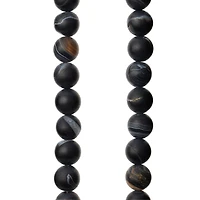12 Pack: Matte Black & Brown Striped Agate Round Beads, 8mm by Bead Landing™