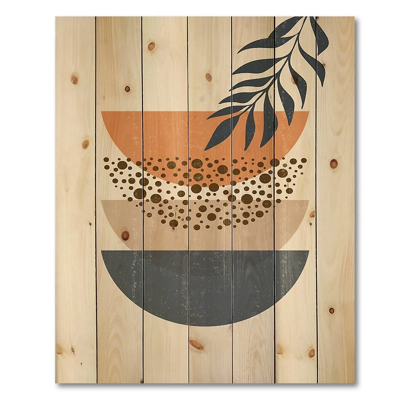 Designart - Abstract Geometrical Sun and Moon With Leaf IV