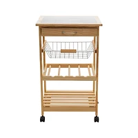 Organize It All Rolling Kitchen Cart with Ceramic Countertop