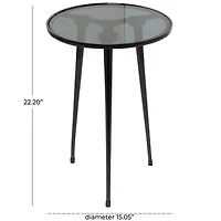 22" Aluminum Tripod Legs Accent Table with Shaded Glass Top