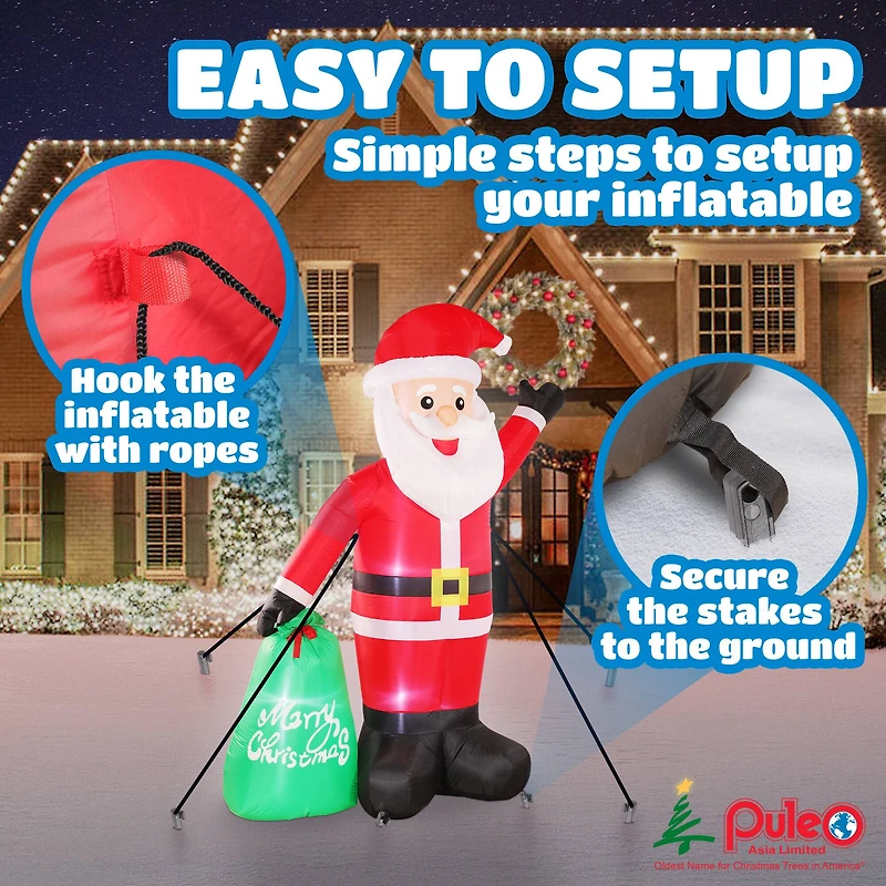 8ft. Inflatable Christmas Santa with Warm White LED Lights