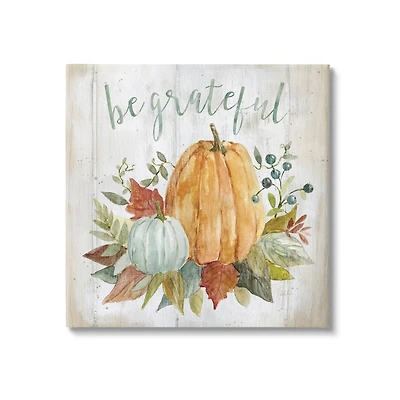 Stupell Industries Be Grateful Autumnal Botanicals Canvas Wall Art