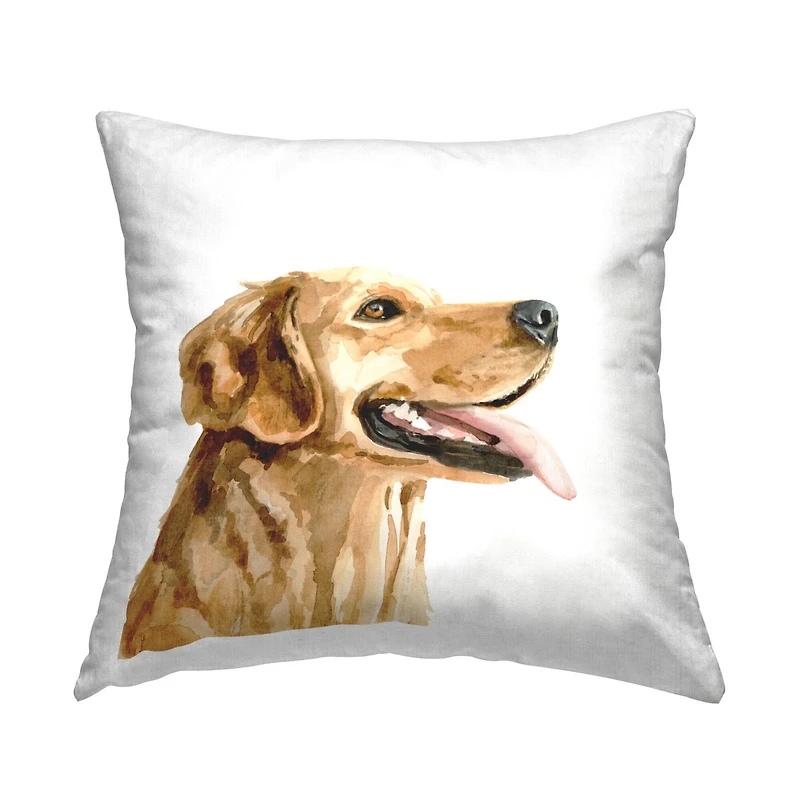 Stupell Industries Smiling Labrador Dog Portrait Casual White Background Throw Pillow, 18" x 18"
