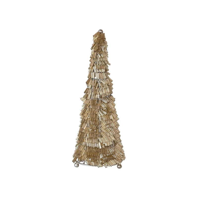 Hello Honey® 10.75" Gold & Nickel Wire & Glass Beaded Christmas Tree