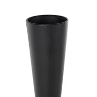 22" Black Metal Art Deco Style Fluted Vase