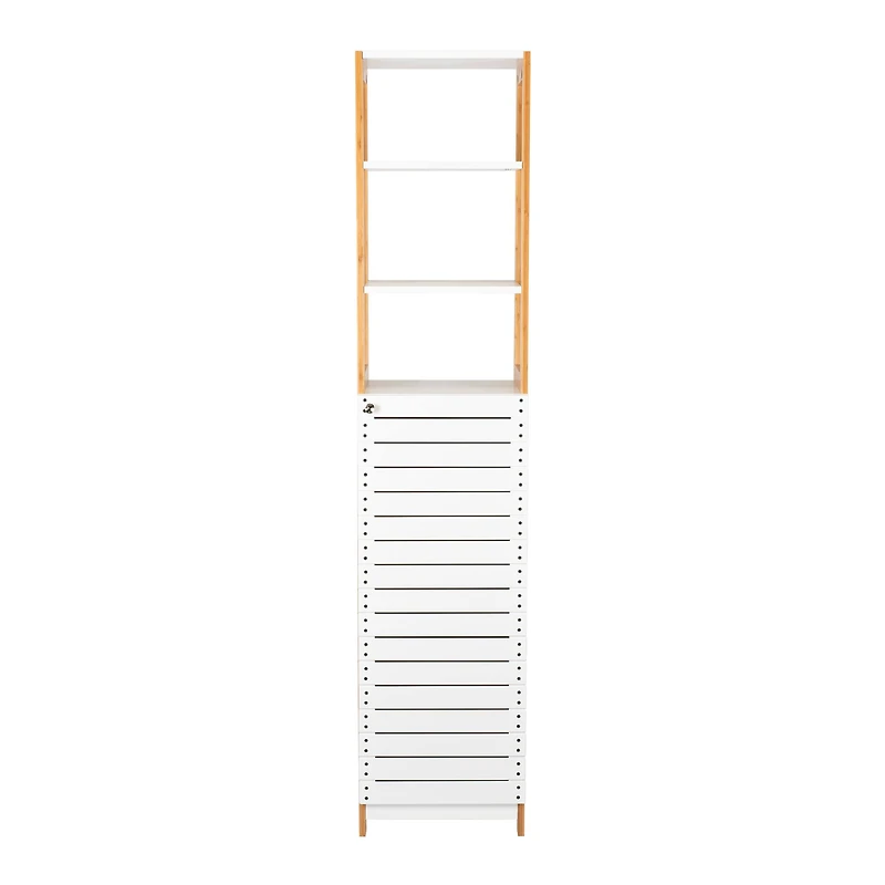 Organize It All Rendition 68" White 6-Shelf Bamboo High Cabinet