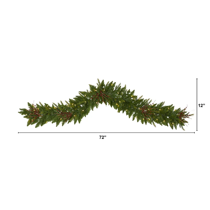 6ft. LED Christmas Pine & Berries Garland