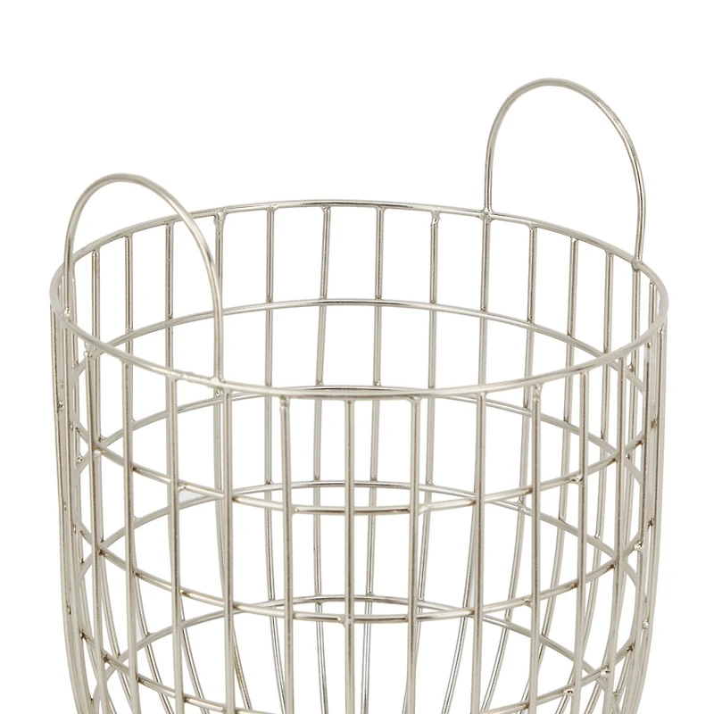 Set of 2 Silver Iron Contemporary Storage Basket, 17" x 13" x 13"