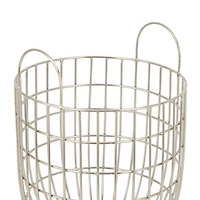 Set of 2 Silver Iron Contemporary Storage Basket, 17" x 13" x 13"