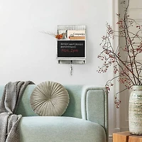 NEX™ 16" Olive Green Wall-Mounted Key & Mail Holder with Chalkboard