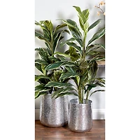 Set of 3 Silver Aluminum Glam Planter, 12", 16", 20"