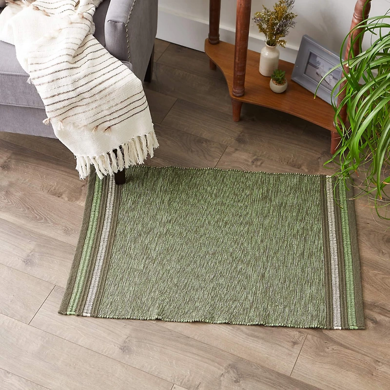 DII® Modern Stripe Variegated Handwoven Recycled Yarn Rug