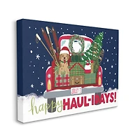 Stupell Industries Happy Haul-idays Christmas Gift Truck Canvas Wall Art