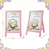 Glitzhome® 23.75" Easter Wooden Chicks Easel Porch Sign