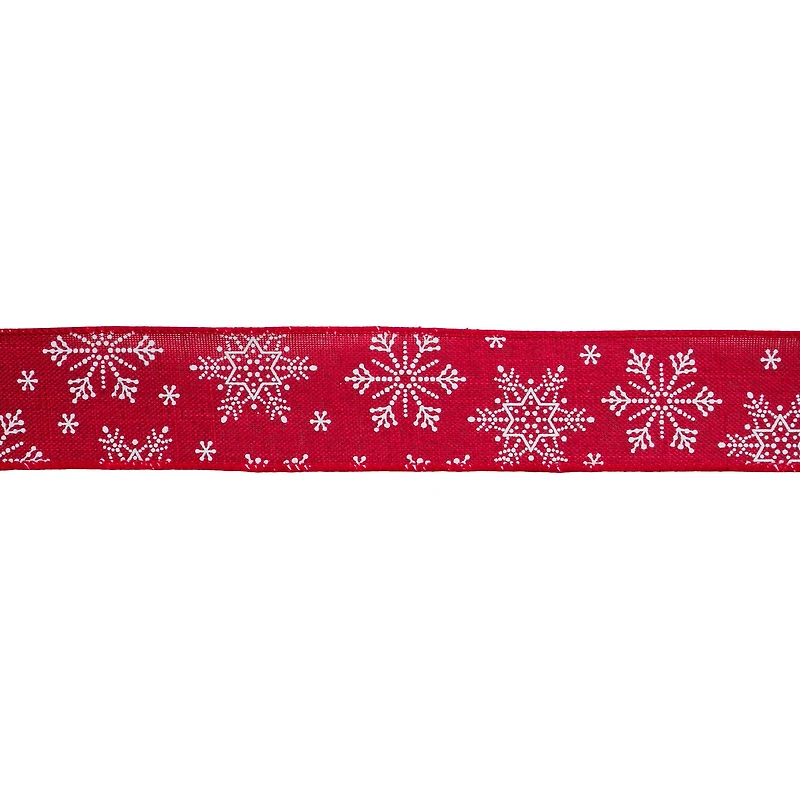 1.5" x 30ft. Red & White Snowflakes Wired Ribbon by Celebrate It®