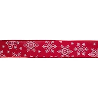 1.5" x 30ft. Red & White Snowflakes Wired Ribbon by Celebrate It®