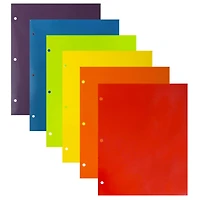 JAM Paper Primary Glossy Laminated Two Pocket 3 Hole Punch School Folders, 6ct.