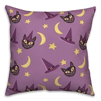 Cat & Witch Hat Throw Pillow