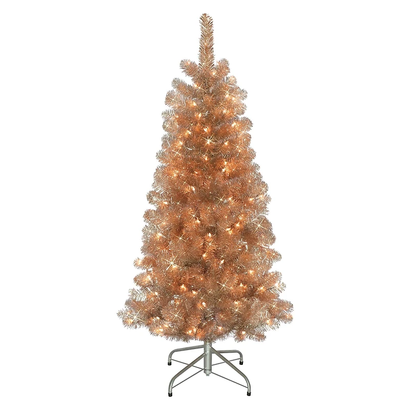 4.5ft. Pre-Lit Tinsel Artificial Christmas Tree, Clear Lights
