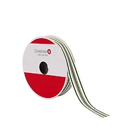 5/8" x 30ft. Green Ticking Ribbon by Celebrate It®