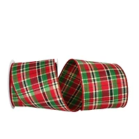 JAM Paper 4" x 10yd. Country Twill Wired Edge Plaid Ribbon