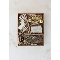 Hello Honey® 8 Piece Gold Christmas Ornaments, Candle & Woodland Icons Candle Garden Kit