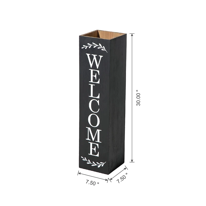 Glitzhome® 30" Black Wood Boxed Welcome Porch Sign