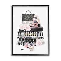 Stupell Industries Daily Glam Necessities Fashion Forward Book Stack Wall Art in Frame